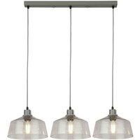 Lighting Collection Clear Glass And Grey 3Lt Bar