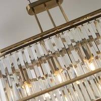 Searchlight Victoria hanging light, brass-coloured, crystal glass, 78 cm, E27