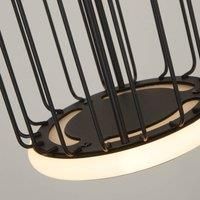 Searchlight Cage LED pendant light, 3-bulb, black