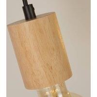 Searchlight Spinny 5 Light Bar Ceiling Pendant- Wood & Black Metal