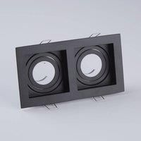 Searchlight Grid Two recessed light, 2-bulb, black, 18.5x10cm, aluminium, GU10