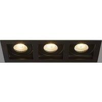 Searchlight Recessed light Grid Three, 3-bulb, black, 27x10cm, aluminium, GU10