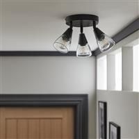 Argos Home Plate Curico Metal 3 Light Ceiling Light - Black