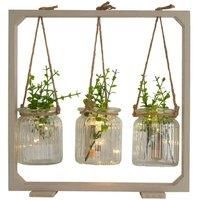 Lighting Collection Hanging Planted Light Up Jars battery Powered , Cream
