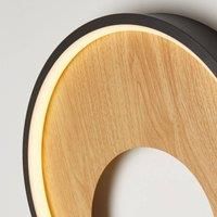 Searchlight 36303-1BK Curio LED Wall Light, black & wood