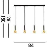 Searchlight Signal pendant light, length 84 cm, black/gold, metal