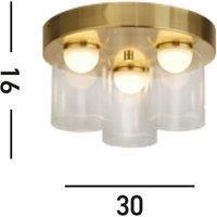 Searchlight LED ceiling light Highball, brass-coloured, IP44, glass