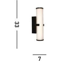 Searchlight LED wall light Clamp, black/white steel, glass, IP44