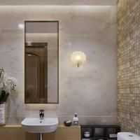 Searchlight Shell wall light, white satinised, shell shape, glass, IP44