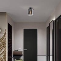 Searchlight Sweden ceiling light, black/smoke grey, 1-bulb, steel, glass