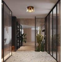 Searchlight Sweden ceiling light, 3-bulb, mocha/amber, steel, glass, E27