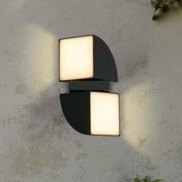 Searchlight LED outdoor wall light Dakota, black, height 21 cm, 2-bulb