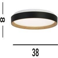 Searchlight Sorrento ceiling lamp black/wood decor 38 cm Remote control