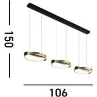 Searchlight Aerial LED pendant light, 3-bulb, brass/black, steel