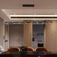 Searchlight Space LED pendant light, 4-bulb, black, metal