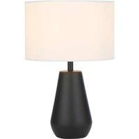 Lighting Collection Pair Touch Table Lamps - Matt Black & Linen Shades, Black