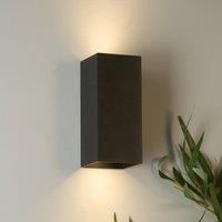 Searchlight London Square wall lamp, black, height 15 cm, metal, 2-bulb.