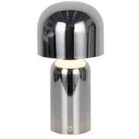 Searchlight Niko LED rechargeable table lamp, chrome-coloured, height 26 cm, metal