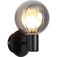 Searchlight Lumisphere bathroom wall lamp, black/smoke grey, height 12 cm, glass