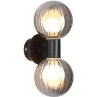 Searchlight Lumisphere bathroom wall lamp, black/smoke grey Height 28 cm 2-bulb.