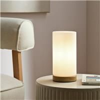 Argos Home Opal Glass Table Lamp - Natural wood