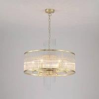 Searchlight Lara hanging light, 55 cm, gold-coloured/clear, glass/metal