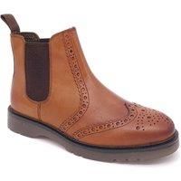 Frank James Warkton Mens Tan Classic Dealer Chelsea Leather Brogue Ankle Boots