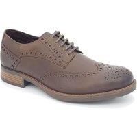 Leather Brogue Lace Up Mens Shoes Formal Cleated HX London Wandsworth Brown