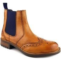 Frank James Fulham Real Leather Pull On Cheslea Dealer Brogue Mens Boots Tan