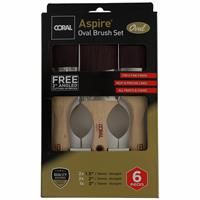Coral 31749 Aspire 6 Piece Paint Brush Set Professional Firm Straight Cut Oval Profile for Fast Accurate Ultra-Smooth Finish with Trade Emulsion Gloss FSC Wood 2X 1.5", 2X 2", 3", 2" Angled Stubby