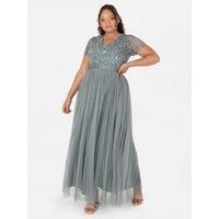 Belted Stripe Embellished Maxi Dress