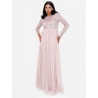 Maya Deluxe Women/'s Maya Embellished Long Sleeve Maxi Dress Bridesmaid Frosted Pink 22