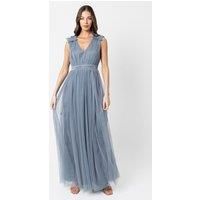 Maya Deluxe Women's Ruffle Shoulder Maxi Dress | Size: 10