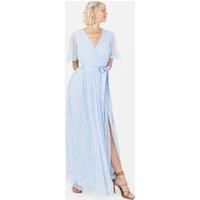 Anaya with Love Ladies Maxi Dress for Women V Neckline Short Sleeve Frilly Long Empire Waist for Wedding Guest Bridesmaid Maid of Honour Light Blue Size 10