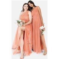 Anaya with Love Women/'s Womens Ladies Maxi One Cold Shoulder Slit Split Sleeveless Prom Wedding Guest Bridesmaid Dress, Coral Pink, 26 UK