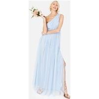 Anaya with Love Women/'s Maxi One Cold Shoulder Dress with Slit Split Sleeveless Prom Wedding Guest Bridesmaid Ball Evening Gown Dress, Light Blue, 22