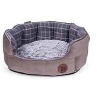Petface Grey Window Pane Check Square Bed, Large