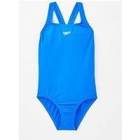 Speedo Junior Girl/'s ECO Endurance+ Medalist Swimsuit | Chlorine Resistance | Recycled Fabric | Comfort Fit | Swimming Lessons | Swim Holiday, Bondi Blue, 5-6 Years