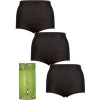 Ladies 3 Pair SOCKSHOP Lazy Panda Bamboo Maxi Briefs Black 22
