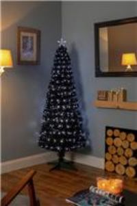 Premier Decorations 5ft Slim Fibre Optic Christmas Tree - Black