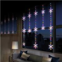 Snowflake 390 Multicolour Led Curtain Light With Clear & Silver Cable