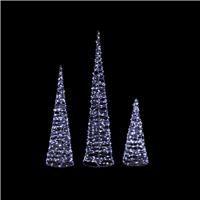 Pre-Lit Christmas Tree Cones Set of 3 Twinkling White LED Lights by Premier