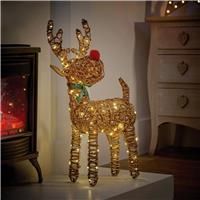 Premier Decorations Big Nose Reindeer - Outdoor Christmas Decoration - 67cm - Battery Operated - 80 Warm White LEDs