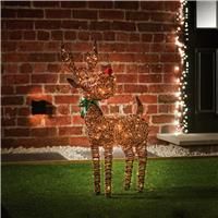 Standing Wicker Reindeer 96cm Nose Lights