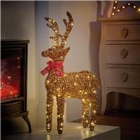 Premier Decorations Standing Reindeer Christmas Decoration - Outdoor Use - 60cm - Battery Operated - 80 Warm White LEDs - Festive Lights for Home