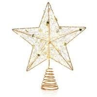 PREMIER 30 cm Warm White LED Pin Gold Wire Wrap Tree Topper - Gold