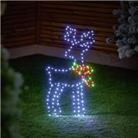 Premier 60 x 33cm Twinkling LED Reindeer Decoration – Flexibrights Outdoor and Indoor Christmas Light with 164 White and Red Green LEDs
