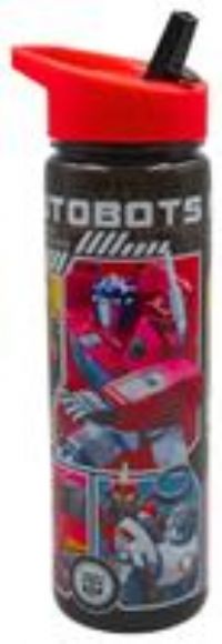 Hox Transformers Reusable BPA free Kids Water Bottle with built in Carry Loop, Straw and Screw Lid - 600ml