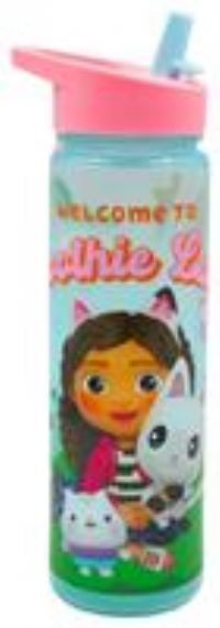 Hox Gabby/'s Dollshouse Reusable BPA free Kids Water Bottle with built in Carry Loop, Straw and Screw Lid - 600ml