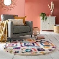 Zumra Berber Dia. 133cm Circle Rug Yellow, Blue and Pink